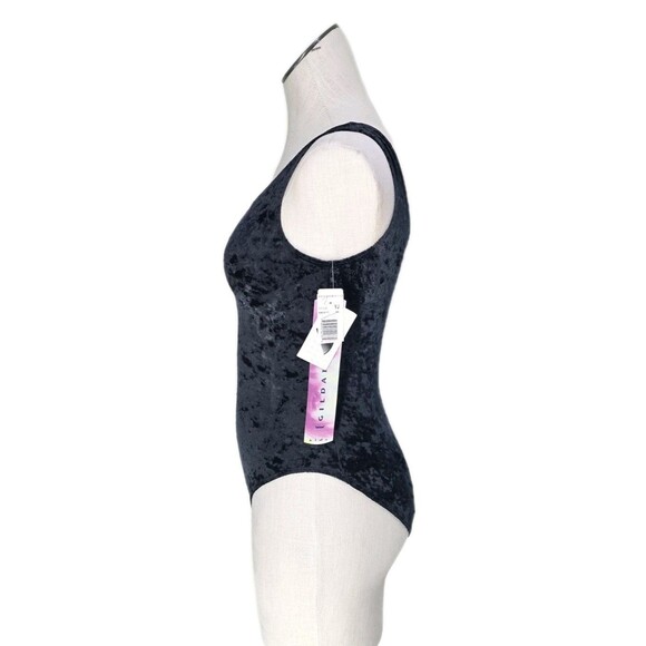 Gilda Marx VTG 90s Crushed Velvet Dance Gymnastics Leotard Adult XS (Y/J) Black - Picture 4 of 11